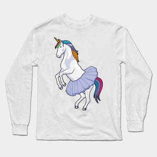 Unicorn at Ballet with Skirt Long Sleeve T-Shirt